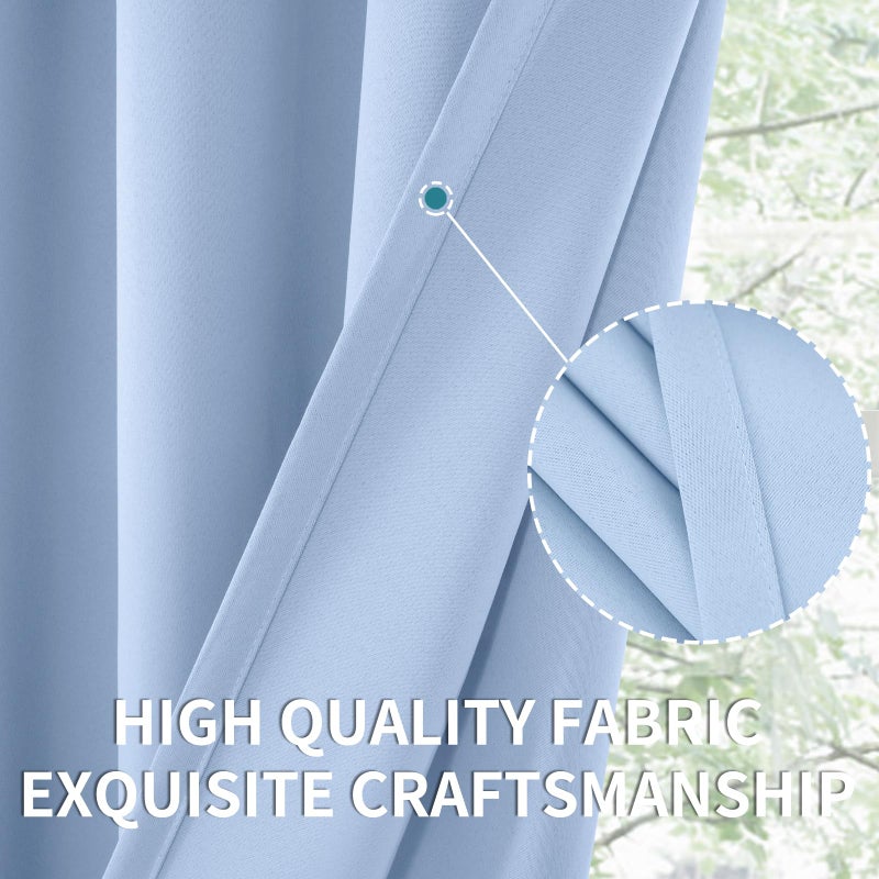 BGment Baby Blue Blackout Curtains 63 Inch Length for Kids Bedroom - Rod Pocket Thermal Insulated Drapes for Nursery Room Darkening Privacy, 52 x 63 Inch, 2 Panels - Image 4